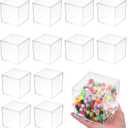 12 Pcs Clear Acrylic Plastic Jewelry Box Mini Storage Box Mini Cube Containers with Lids for Candy and Tiny Jewelry(3.3 x 3.3 x 3.3 Inch, Classic Style, Square)