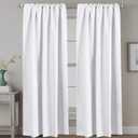 H.VERSAILTEX White Curtains Thermal Insulated Window Treatment Panels Room Darkening Privacy Assured Drapes for Living Room Back Tab/Rod Pocket Bedroom Draperies, 52 x 84 Inch, 2 Panels