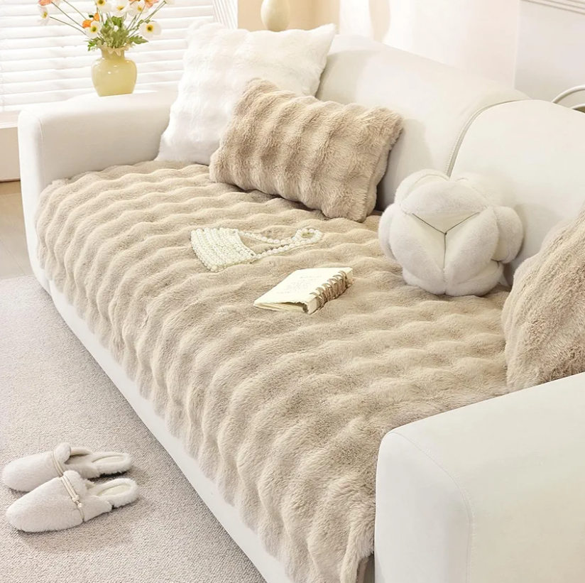 Couch Cover, Soft Plush Couch Covers for Sofa, Fuzzy Cozy Bubble Sofa Covers Washable, Pet Friendly Couch Protectors for Dogs, Dog Mat for Couches and Sofas 82"x35"