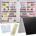 216 Nail Color Chart Display Book with 240PCS False Nail Tips, UV Gel Polish Card Book, Nail Art Salon Nail Design Display Booklet, Nail Color Swatches Nail Practice Card Board