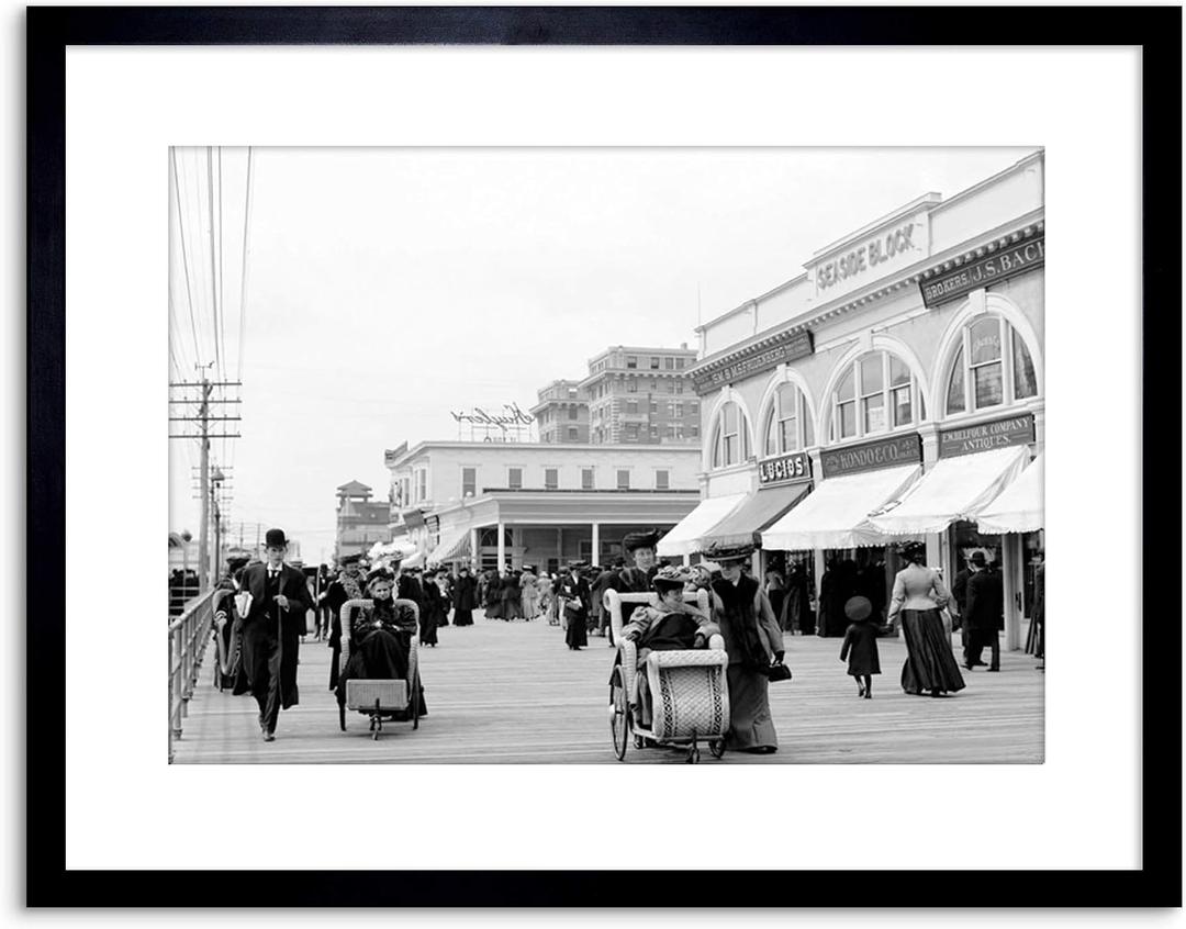 VINTAGE PHOTO LANDMARK BOARDWALK ATLANTIC CITY USA FRAMED PRINT F97X6528