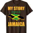 Jamaican Moms Jamaicans My Story Began in Jamaica Lovers T-Shirt, Dark Brown, S