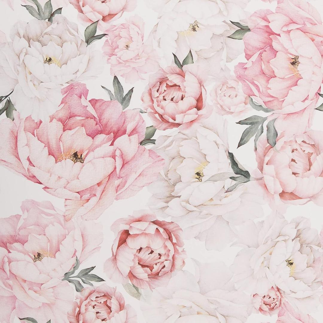 Floral Wallpaper Peel and Stick Wallpaper Watercolor Self Adhesive Removable Wallpaper Vinyl Contact Paper for Decorative Bedroom Home Wall (17.7"x118.1")