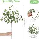 6pcs Eucalyptus Stems Greenery Stems Fake Leaves Artificial Silk Flowers Bouquet Faux Branches Centerpiece Flores Plants for Home Party Decor Wedding Decoration