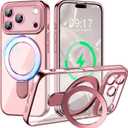 Pmteyoim Magnetic for iPhone 17 Pro Max Case with Invisible Stand[Compatible with MagSafe][Full Camera Lens Protector][Military Drop Protection] Shockproof Not Yellowing Clear Slim Soft for Women Men