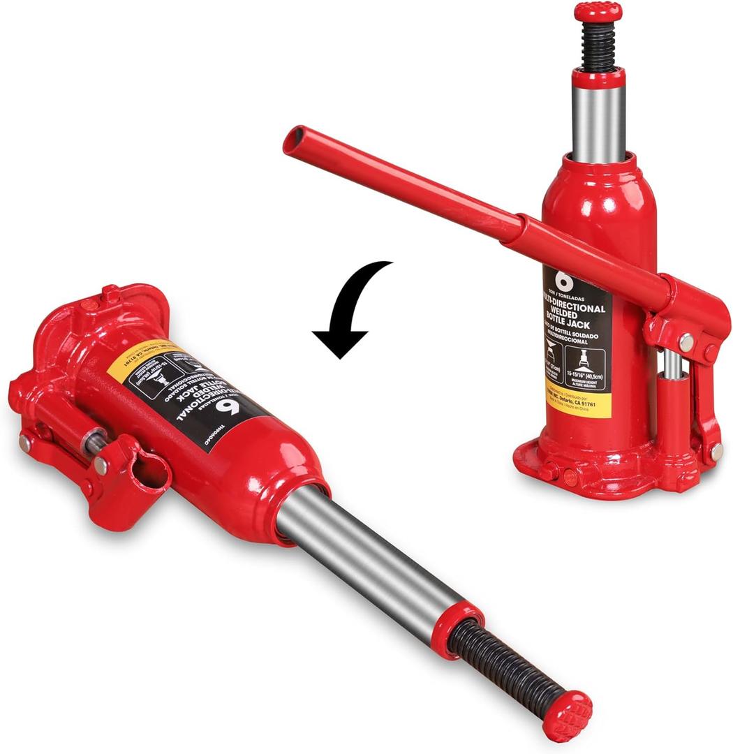 BIG RED T90603C Torin Welded Car Bottle Jack with Vertical and Horizontal Usage: Capacity 6 Ton (12,000 LBs), Red