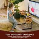 Folding TV Tray Adjustable Dinner - Trays for Eating On Couch Wooden Tables Mate Stand Foldable Desk with Cup Holder Portable, 20.5" X 15.5" X 25.65"