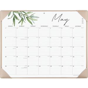 Large Desk Calendar 2025-2026 with Desktop Mat, Cabbrix Desk Pad Calendar 21 x 16-1/2 Inch Covering July 2025 to June 2026, Desk Blotter Calendar for Home School and Office (Green)