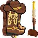 WERNNSAI Western Cowgirl Boot Piata - Cowboy Hat Pinata Game Western World Theme Party Decorations for Adults Kids Birthday Farm Horse Rodeo Party Supplies with Bat Blindfold