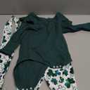 Infant Baby Girl Valentine's Day Outfits Long Sleeve Romper Lace Heart Bodysuit with Red Flare Pants Set 2Pcs (12-18 Months, Clover Green)