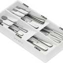 SpaceAid Bamboo Silverware Drawer Organizer with Labels, Kitchen Utensil Tray Holder Organizer for Flatware, Cutlery, Spoon and Knives Drawer Storage Organization (White, 6 Slots)