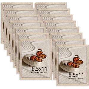 Memory Island 8.5x11 Photo Frames for Wall and Tabletop Display, 8.5 by 11 Walnut Wood Grain Picture Frames with HD Plexiglass, Set of 15