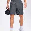 GGJ Men's Lightweight Athletic Shorts with Zipper Pockets 7" Gym Workout Running Quick Dry Tennis Basketball Shorts for Men Grey XXL
