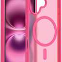 Pack of 2,Magnetic for iPhone 16 Case [Mil-Grade Drop Protection] [Compatible with Magsafe] Shockproof Slim Translucent Matte Protective Phone Case - Hot Pink