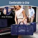 2 Pack Extra Heavy Duty Large Moving Bags with Strong Zipper & Comfortable Handles, Sturdy & Durable Clothes Storage Bags Totes Bins, Blue Packing Moving Boxes for College Supplies, Dark Blue
