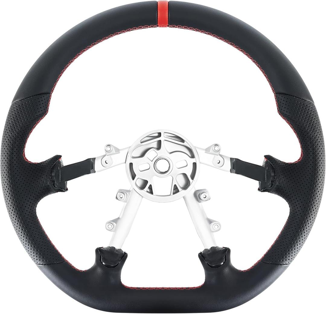 LOSCHEN Full Leather Steering Wheel for Chevrolet Corvette C5 1997-2004 Full Nappa Perforated Leather, D-shaped Flat-bottom Steering Wheel