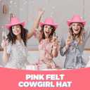 Bedwina Pink Cowgirl Hat for Women & Girls - Felt Western Cowboy Hat with White Trim & Adjustable Chin Strap - Bachelorette, Dress-Up, Rodeo, Costume Accessory, Party Favor, Themed Events (Pink)