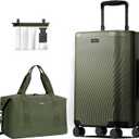 ECOHUB Hardside Expandable Carry On Luggage, 20" Rolling Luggage 22x14x9 Airline Approved with Spinner Wheels & TSA Lock, Lightweight Small Hardshell Travel Suitcase Valises, 20inch Carry-on Green, 20 inch + Duffel