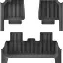 LUCKEASY 3PCS TPE Foot Mats with Door Sill Cover for Tesla Model Y Juniper 2025 2026 Standard/Premium/Performance 1st & 2rd Row Foot Pad Floor Mat All-Weather Black