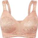Wingslove Women's Full Coverage Non Padded Comfort Minimizer Wire-Free Bra Plus Size (44G, Pink Nude)