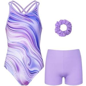 JOYSTREAM Gymnastics Leotards for Girls With Polyamide Shorts Sparkly Ballet Dance Activewear 6-7 years size M