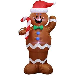 eLUUGIE 5ft Christmas Inflatable Gingerbread Man Decor Yard Indoor/Outdoor Inflatable Decoration for Christmas Party Porch/Yard/Garden/Lawn