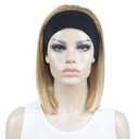 Aimole Short Straight Bob 3/4 Wig with Headband Half Synthetic Wigs Women Hair(24H613)
