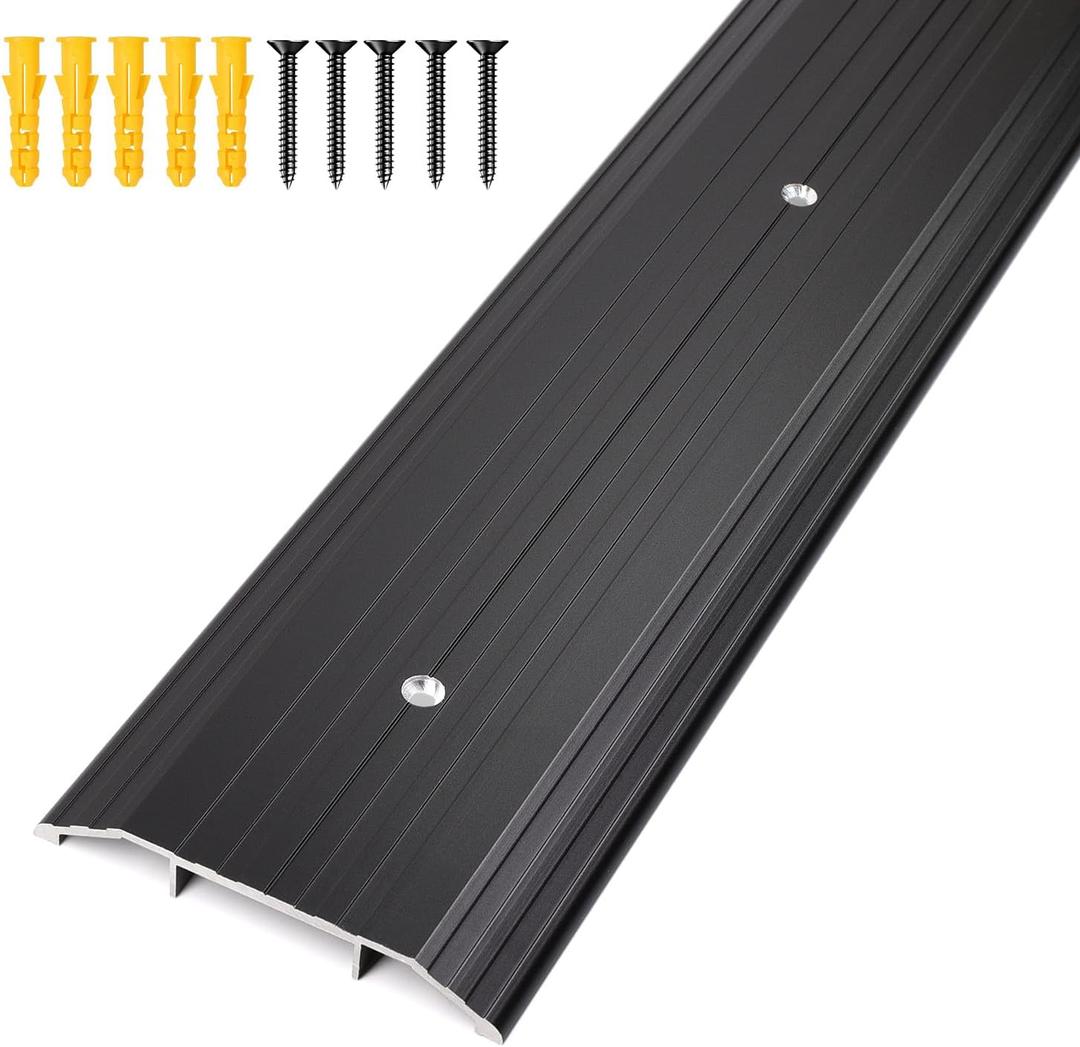 4″Wide Sturdy Thicken Aluminum Threshold Strip, Stylish Floor Transition Strip Door Threshold for Commercial High Traffic Places, Size 36in×4in×0.5in (Black)