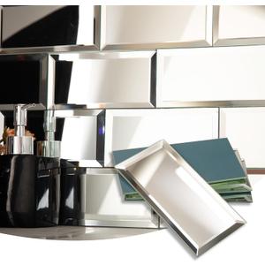 Lovdeco Mirror Subway Tile, Beveled Mirror Backsplash 3x6 Inch for Kitchen Bathroom Wall (40 Pcs, 5 SQ.FT.)