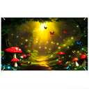 BlissYard Enchanted Forest Backdrop Fantasy Woodland Banner for Party Event Display 71×41 Inch Magical Nature Scene with Glowing Path Butterfly Mushroom Background for Photo Booth Home Decor