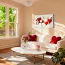 Framed Red Hearts Couple Love Wall Art 8x12in, Romantic Valentine's Day Canvas Art Pictures, Modern Abstract Wall Decor for Living Room Bedroom, Made in USA