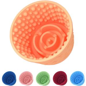 Dog Slow Feeder Lick Bowl, Non-Slip Dog Licking Treat Dispenser, Slow Feeder Bowls for Small Medium Large Breed Dogs, Anxiety Relief & Anti-Choking, BPA Free Silicone (Light Orange, 1.6 Cup)