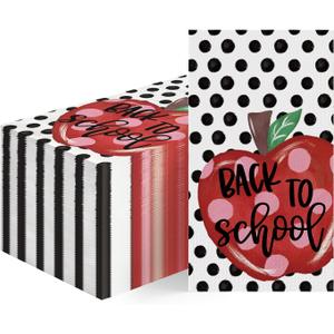 Horaldaily 100Pcs Back to School Paper Napkins, Apples Dots