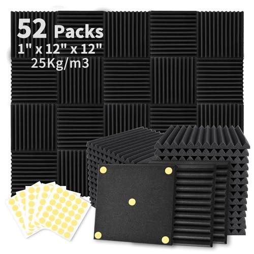 Focusound 32 Pack Acoustic Foam Panels 1" x 12" x 12" Sound Proof Foam Panles Soundproofing Noise Cancelling Wedge Panels for Home Office Recoding Studio with 300PCS Double-Side Adhesive Focusound 32 Pack Acoustic Foam Panels 1" x 12" x 12" Sound Proof Foam Panles Soundproofing Noise Cancelling Wedge Panels for Home Office Recoding Studio with 300PCS Double-Side Adhesive