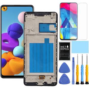 for Samsung A21s Screen Replacement kit for Samsung Galaxy a21s a217 Screen Replacement 2020 SM-A217M/DS LCD Display Touch Digitizer Assembly 6.5 Inch (A21S with Frame)
