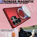for Samsung Galaxy S24 Ultra Case with 360Rotatable Invisible Magnetic Stand Ring[Compatible with MagSafe] [1*Screen Protector] for S24 Ultra Phone Case Military-Grade Shockproof Slim Red