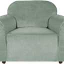 Turquoize Stretch Velvet Chair Cover Sofa Chair Covers for Living Room Armchair Cover Chair Slip Covers with Arms Chair Slipcovers with Elastic Bottom Crafted from Velvet Fabric (Chair, Sea Grass)