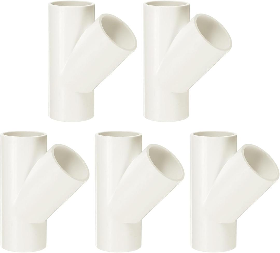 MECCANIXITY 5 Pcs PVC Fitting, 3 Way 45 Degree 32mm Inner DIA PVC Connectors PVC Elbow PVC Pipe Fittings PVC Coupling PVC Furniture Corner Connector for DIY Garden Support Structure, White