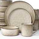 HaWare Dinnerware Sets, 16-Piece Stoneware Plates and Bowls Set, Dish Set for 4, Elegant Ceramic Dishware for Home Restaurant, Chip and Scratch Resistant, Microwave and Dishwasher Safe, Saturn Khaki (Saturn Khaki)