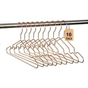 12.5" Rose Gold Shiny Steel Metal Wire Children's Baby Toddler Infant Hangers - 10 Pack Non-Slip Durable Space-Saving Baby Clothes Coat Hangers