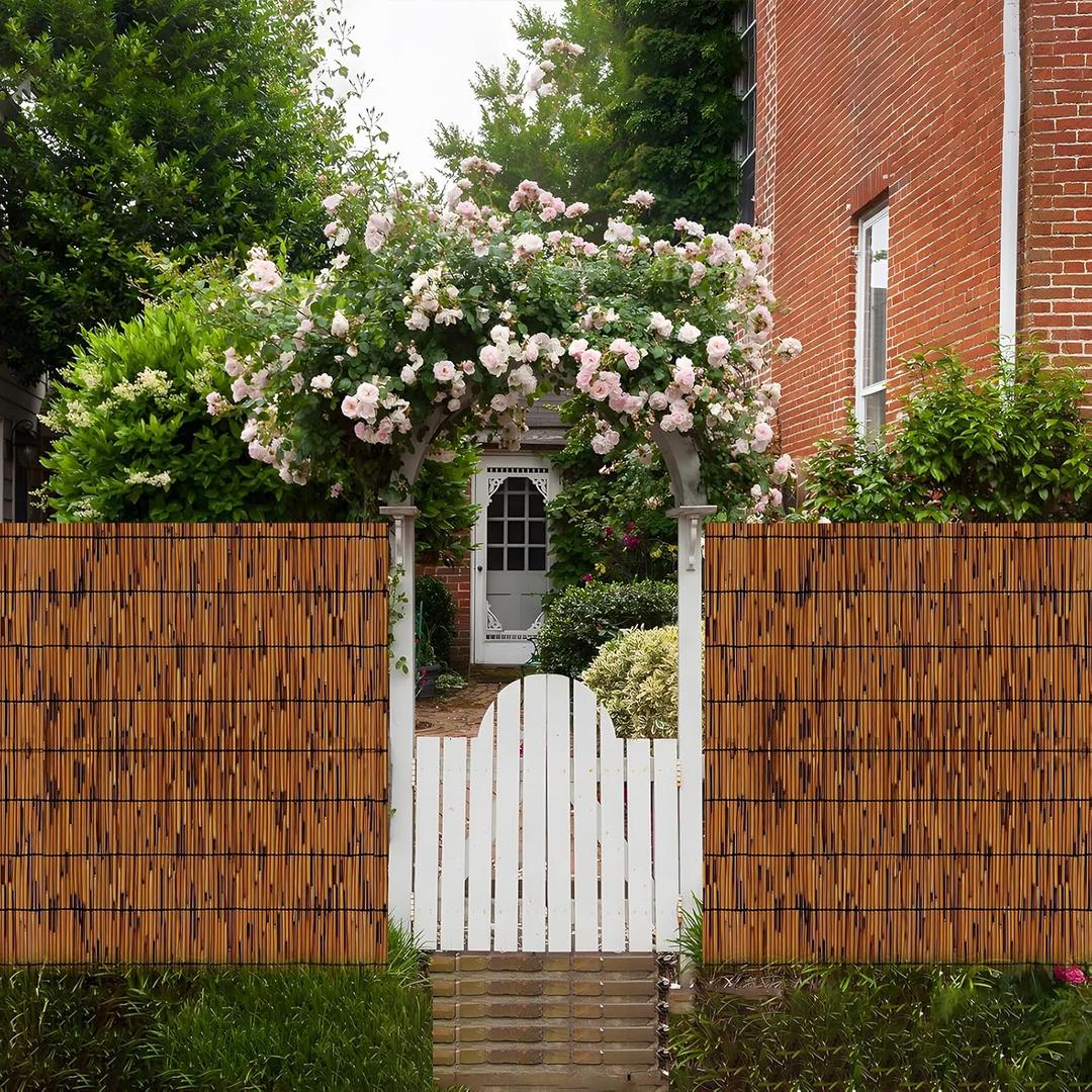 Bamboo Reed Fencing, Natural Bamboo Fence Roll 6 FT High, Privacy Screen for Patio Balcony Garden Backyard, Decorative Outdoor Reed Curtain, 6 x 16.4 FT, Brown