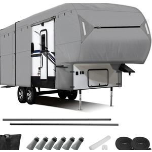 Leader Accessories Easy Setup 5th Wheel rv Covers Fits 29'-33' Motorhome Thick 5 Layers Anti-UV Top, Windproof Camper Cover with 2 Assist Poles