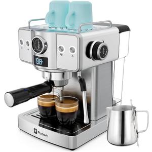 Espresso Machine 20 Bar, Milk Frother Steam Wand, 60oz (1.8 Liters) Water Tank, 1350W for Home Barista Espresso Latte Macchiato and Cappuccino Maker 