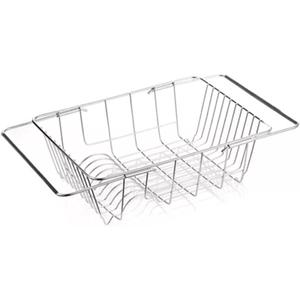 esmen Cutlery Holder Stainless Steel Kitchen Utensil Holder Expandable Dish Drying Rack Dish Drainer Compact Dish Drainer for Sink Countertop Dish Drainer (Silver)