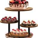 4 Tier Cupcake Tower Stands for 50 Cupcakes,360 Rotatable Round Cup Cake Stand with Tiered Tray,Farmhouse Wooden Dessert Table Display Stands for Wedding Birthday Baby Shower Tea Party