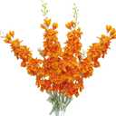 Fall Artificial Delphinium Flowers Orange Silk Larkspur Faux Snapdragon Long Stem Fake Plant Spray Arrangement for Home Garden Wedding Arrangement Table Vase Decor (Orange)