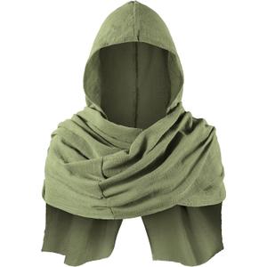 TOKYO REVENGERS Kids Medieval Renaissance Hooded Cowl Multifunctional Scarf Shawl Cape Halloween Cosplay Costume Accessories (One Size, Army Green)