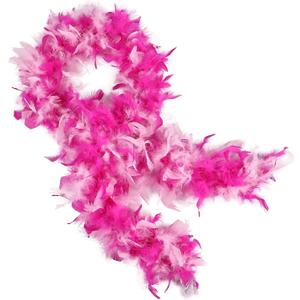 THARAHT Mix Color Chandelle Turkey Feather Boa 2 Yards 60g for DIY Craft Home Dancing Wedding Mardi Gras Party Halloween Costume Decoration Feather Boa Pink Fusica