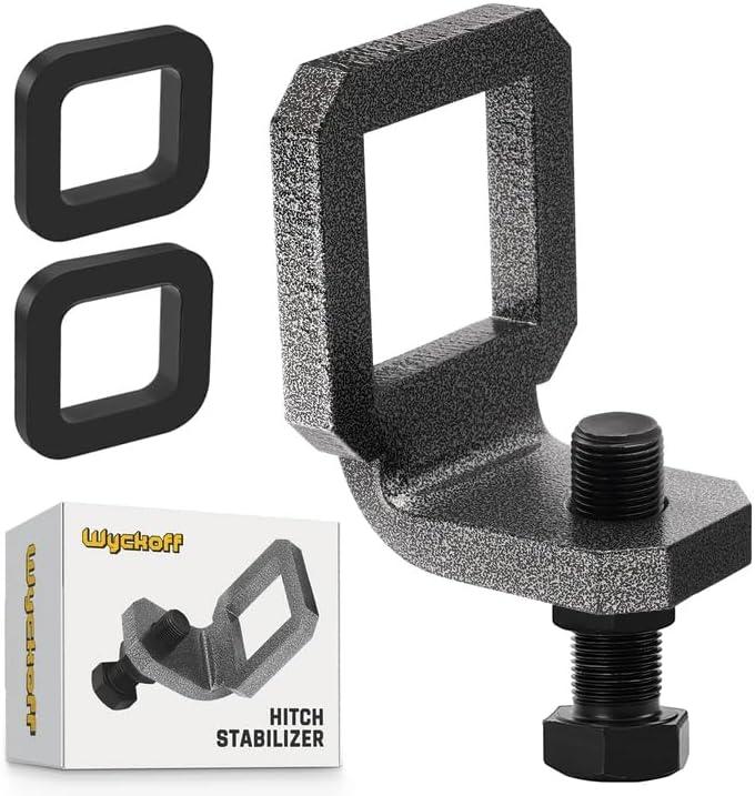 Wyckoff 2" Anti-Rattle Hitch Clamp with 2 Silencer Pads, Heavy Duty Steel Tightener & Hitch Stabilizer, Quieter Towing, Powder Coated for Corrosion Resistance (Silver Vein)