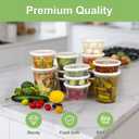 Dipoo 60 Sets (120-Piece) Deli Containers with Lids, 32/16/8 oz X 20 Set Each, Leak-Proof & BPA Free Airtight Takeout Plastic Food Storage Containers for Soup, Freezer/Microwave/Dishwasher Safe Combo - 60 Sets